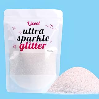100g/3.5oz Pack Iridescent Rainbow Fine Glitter for DIY Craft, Extra Fine Glitter for Epoxy Resin, Glitter for Tumbler Candle Making, Festival Decoration Makeup Body Face Nail Art (Iridescent White)