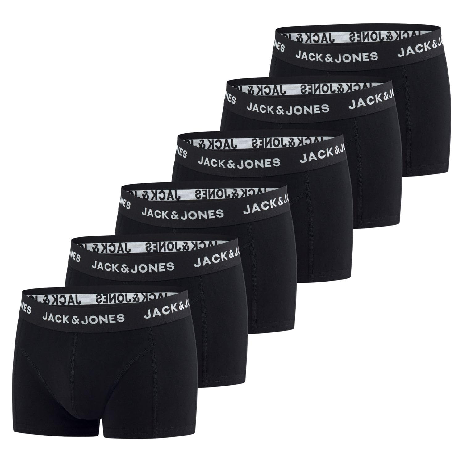 JACK & JONES - Men's Boxer Briefs 6 Pack Stretch Underwear Cotton Underwear Blac