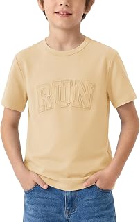 Haloumoning Camisetas de manga corta para niños, de verano, informales, cuello redondo, camisetas de moda de 5 a 14 años