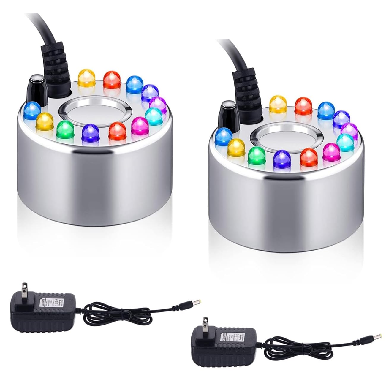 2 Pcs Halloween Mist Maker Ultrasonic Fogger Water Fountain Pond Fog Machine Col