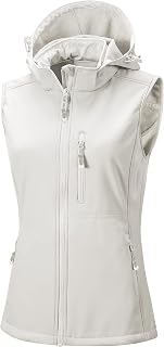 33,000ft Softshell Vests Lightweight Hooded Sleeveless Jacket Waterproof Vest Windbreaker Fleece Lined Zipper Pockets