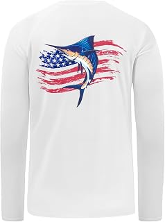 BASSDASH Men's Long Sleeve Fishing Shirt with Fish Print UPF 50+ Sun Protection, Breathable, Moisture Wicking