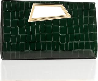 Coucoland Women's PU Leather Clutch Purse with Metallic Geo Top Handle