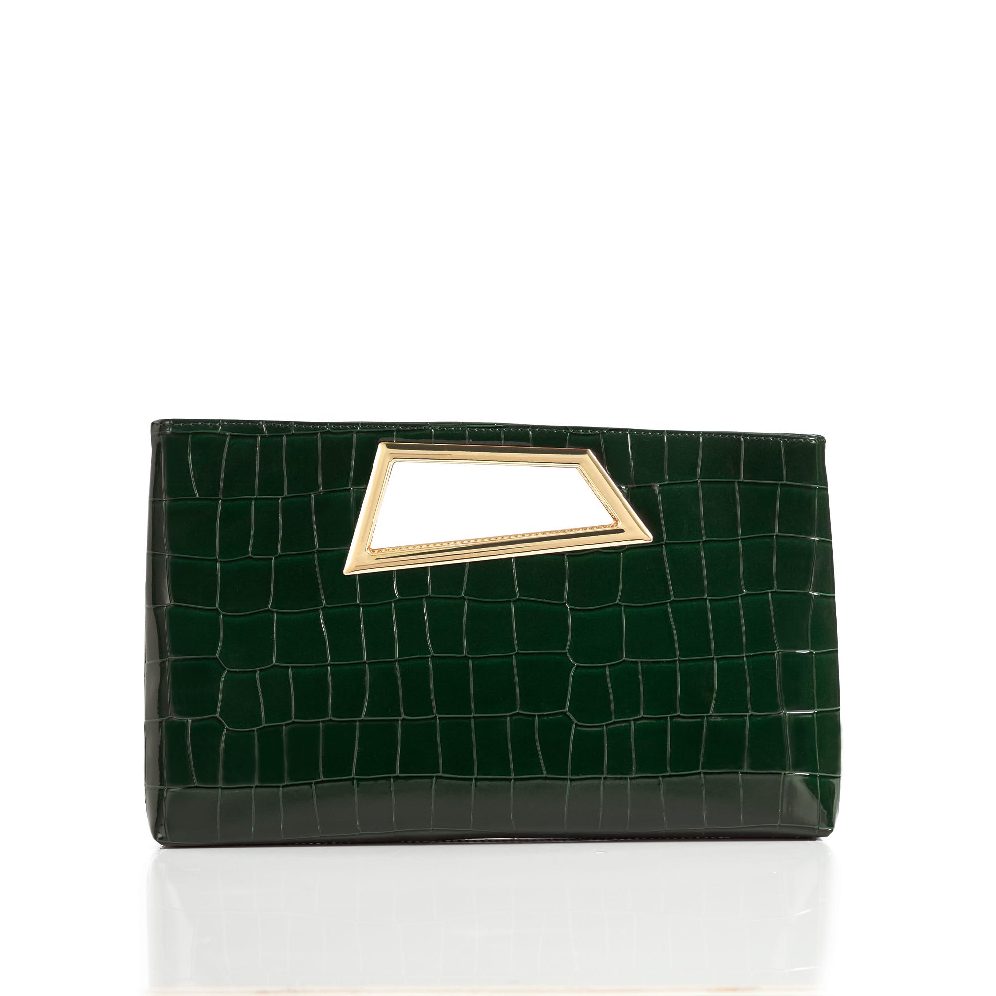 Coucoland Women's PU Leather Clutch Purse with Metallic Geo Top Handle