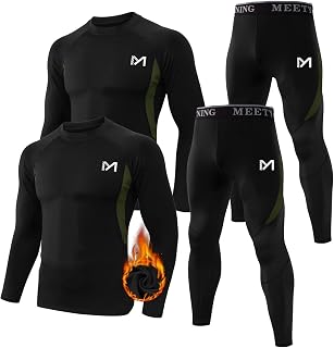 MEETYOO Thermal Underwear for Men,Men's Base Layer,2 Sets Long Johns Lined with Hunting Gear