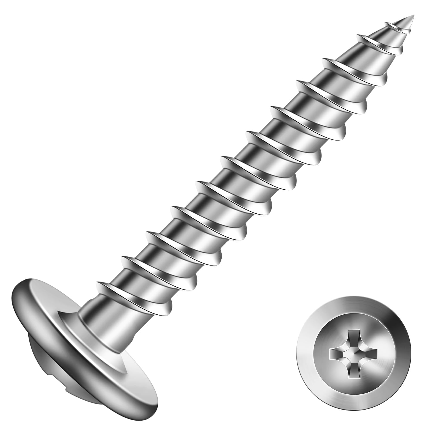 #8 x 1 Inch Wood Screw 100Pcs 410 Stainless Steel Standard Thread Truss Head Fas