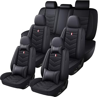 Car Seat Covers 7 Seats for Toyota Sienna 2000-2026,Premium Nappa Leather Waterproof Durable Seat Covers,Full Coverage Easy Install Clean Full Sets(Pillow,Black)