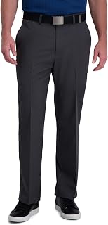 Haggar Men's Cool Right Performance Flex Stria Classic Fit Flat Front Trousers Casual Trousers