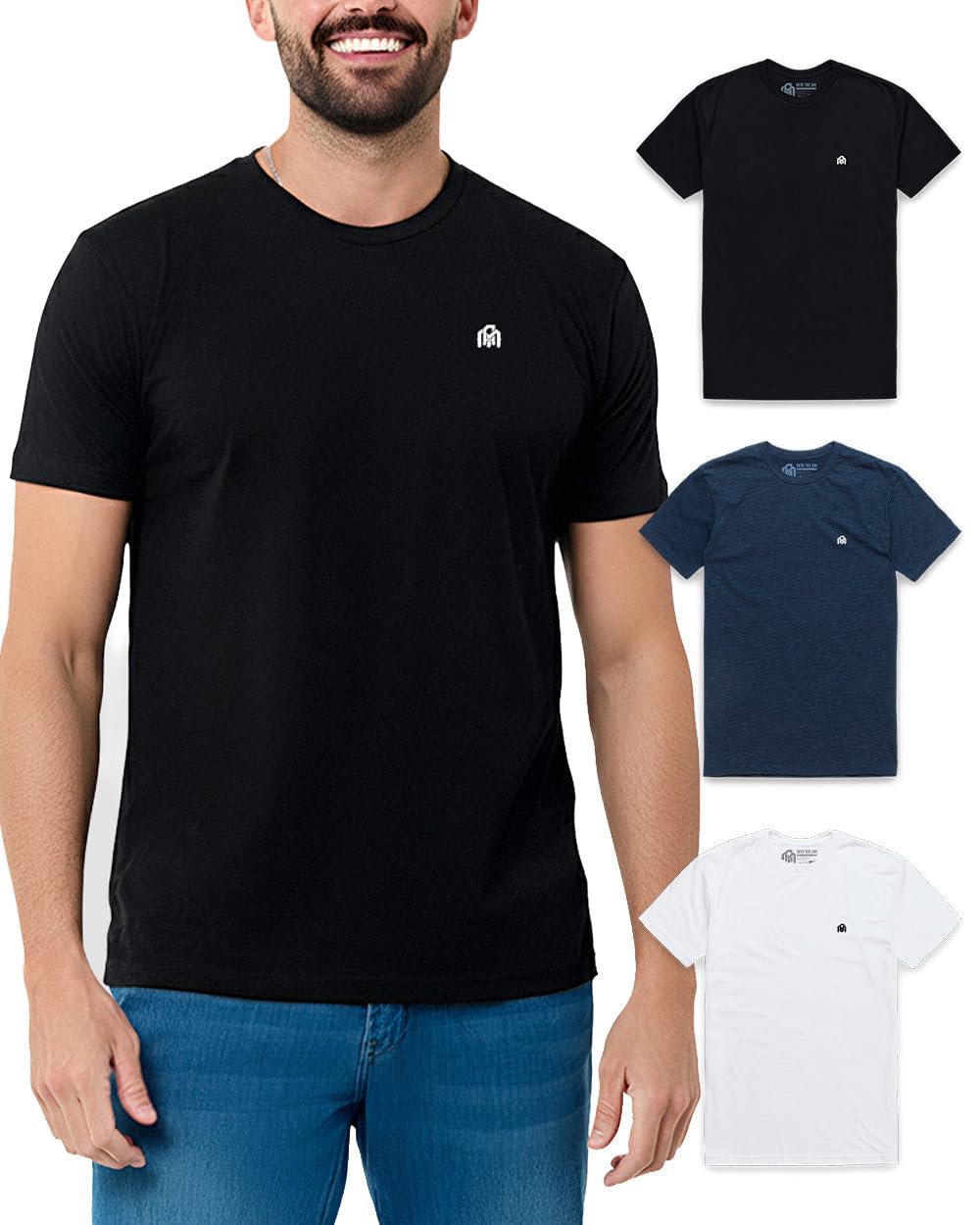 Mens T Shirts Soft Cotton Crew Neck Athletic Fit Casual Tees S-4XL
