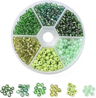 600Pcs/Box 6/0 Glass Beads for Jewelry Making, 4mm Small Round Glass Beads Loose Spacer Beads for Bracelet Earrings Necklace Sewing Accessories, Green