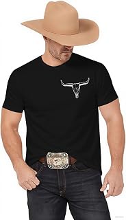 Mens Western Cowboy Shirts Retro Country Music T-Shirts Crew Neck