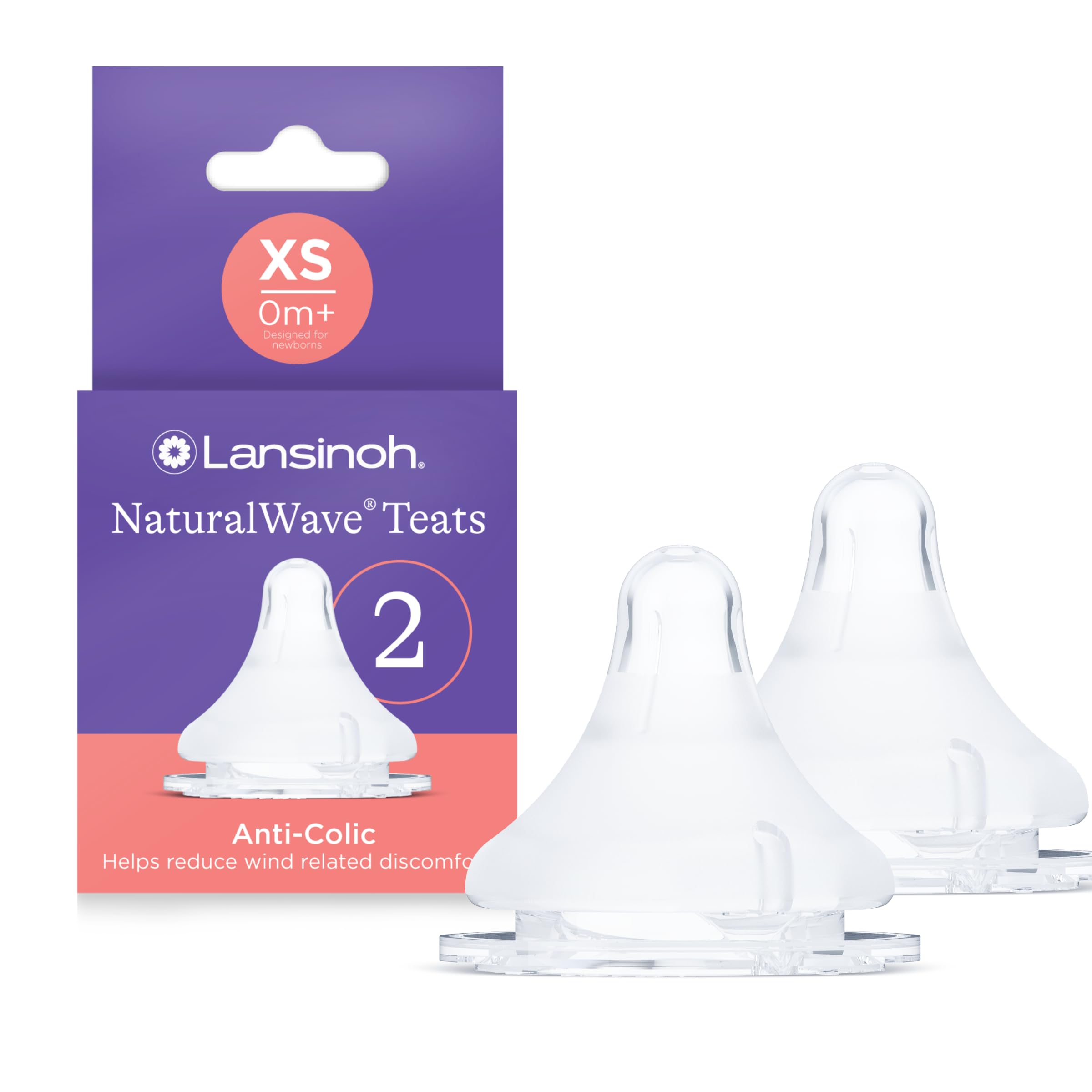 Lansinoh NaturalWave Baby Bottle Teats - Anti-Colic Air Vent - Clinically Proven