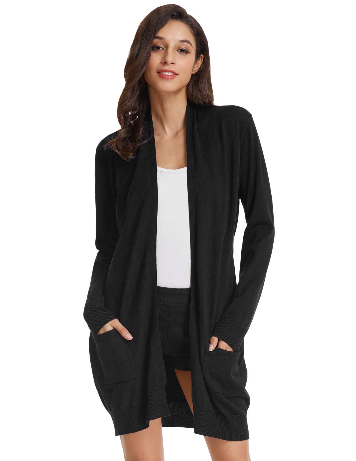 Grace Karin Womens Casual Open Front Knitted Cardigan with Pockets