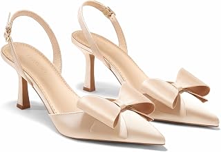 Coutgo D'Orsay - Scarpe décolleté da donna con tacco a gattino e fiocco in raso, punta chiusa, scarpe da sposa