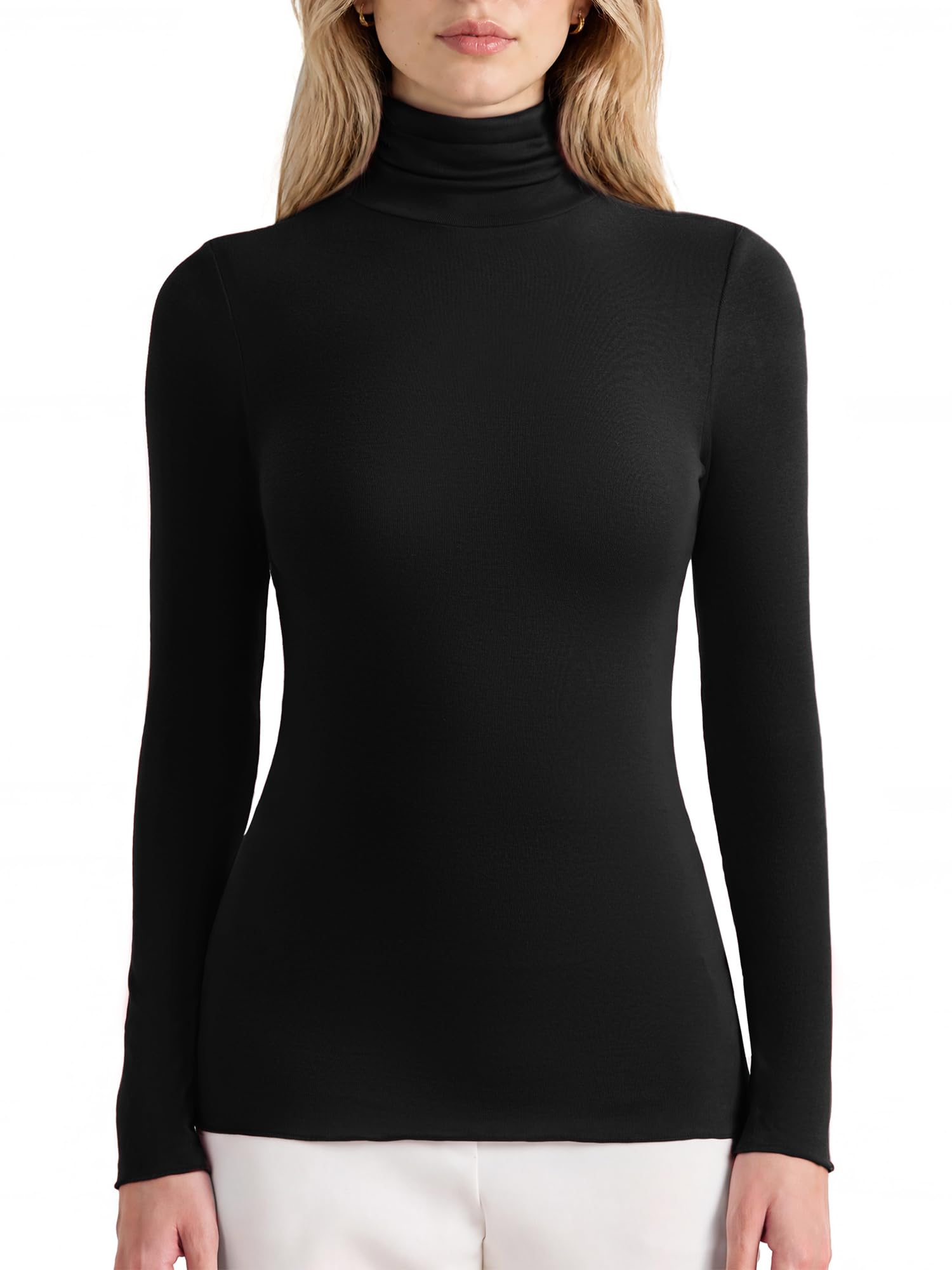 SUUKSESS Maglia da donna a collo alto in cashmere a maniche lunghe aderente autu
