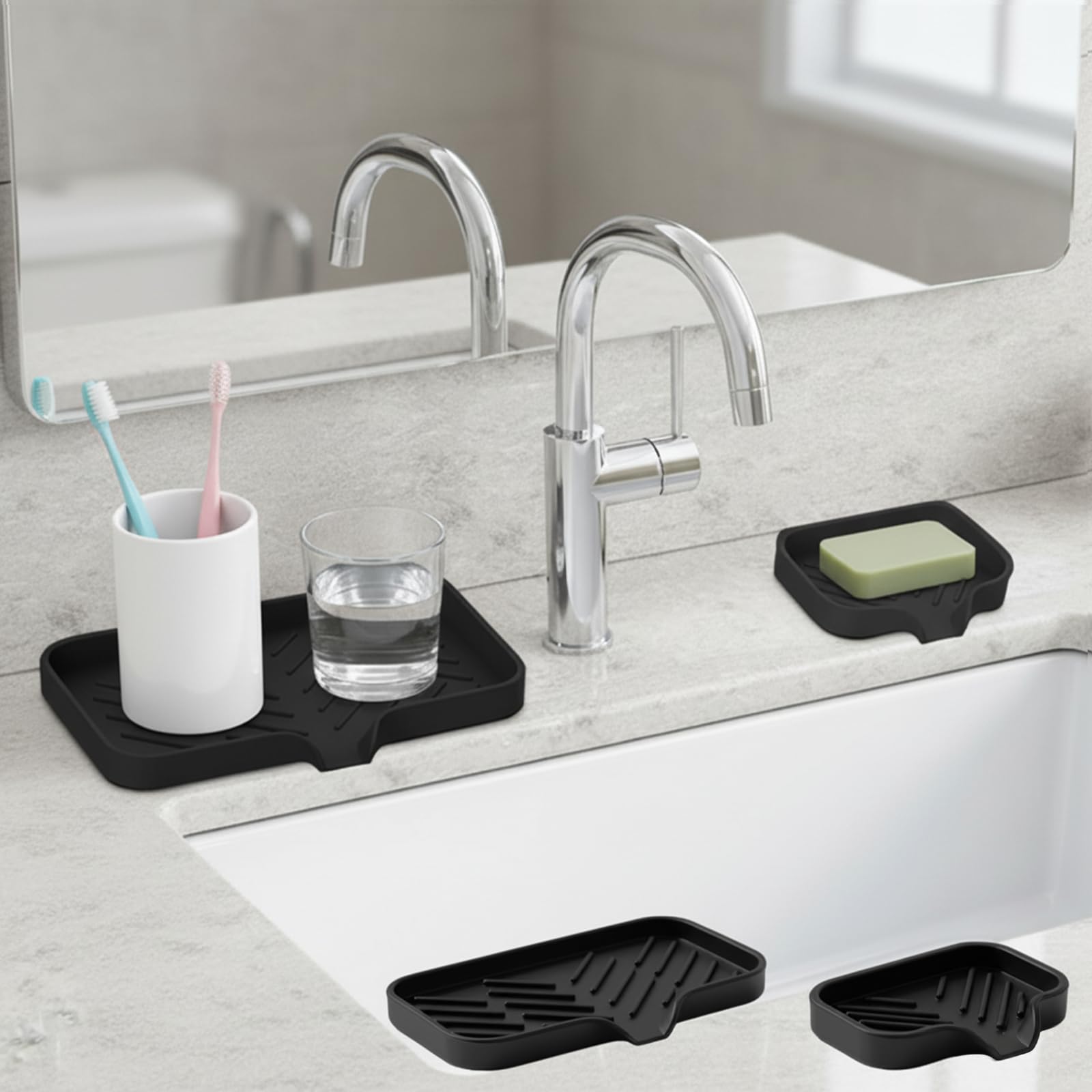 Soap Dish Holder, 2 Pack Self-Draining Slanted Soap Tray for Bar Soap, Bathroom,