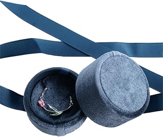 Elegant Silk Bow Jewelry Case for Engagement Wedding Birthday Anniversary Proposal Alentine Day (Blue Pendant Box)