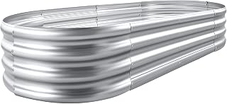Land Guard Galvanized Raised Garden Bed Kit, Galvanized Planter Raised Garden Boxes Outdoor, Oval Large Metal Raised Garden Beds for Vegetables……