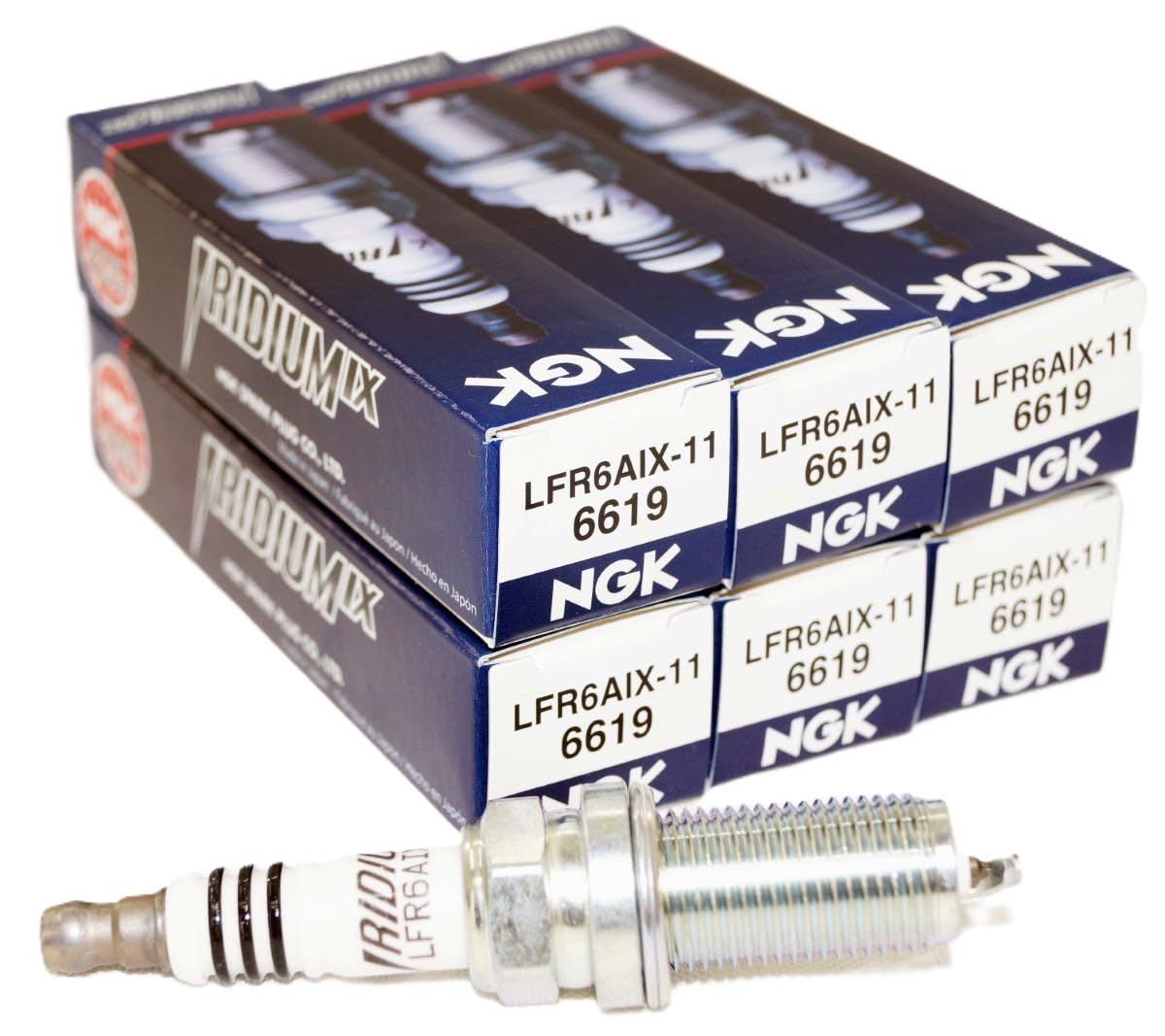 NGK 6619 Iridium Spark Plugs LFR6AIX-11-6 Pack | Replaces 12565996 MZ602091 BY48