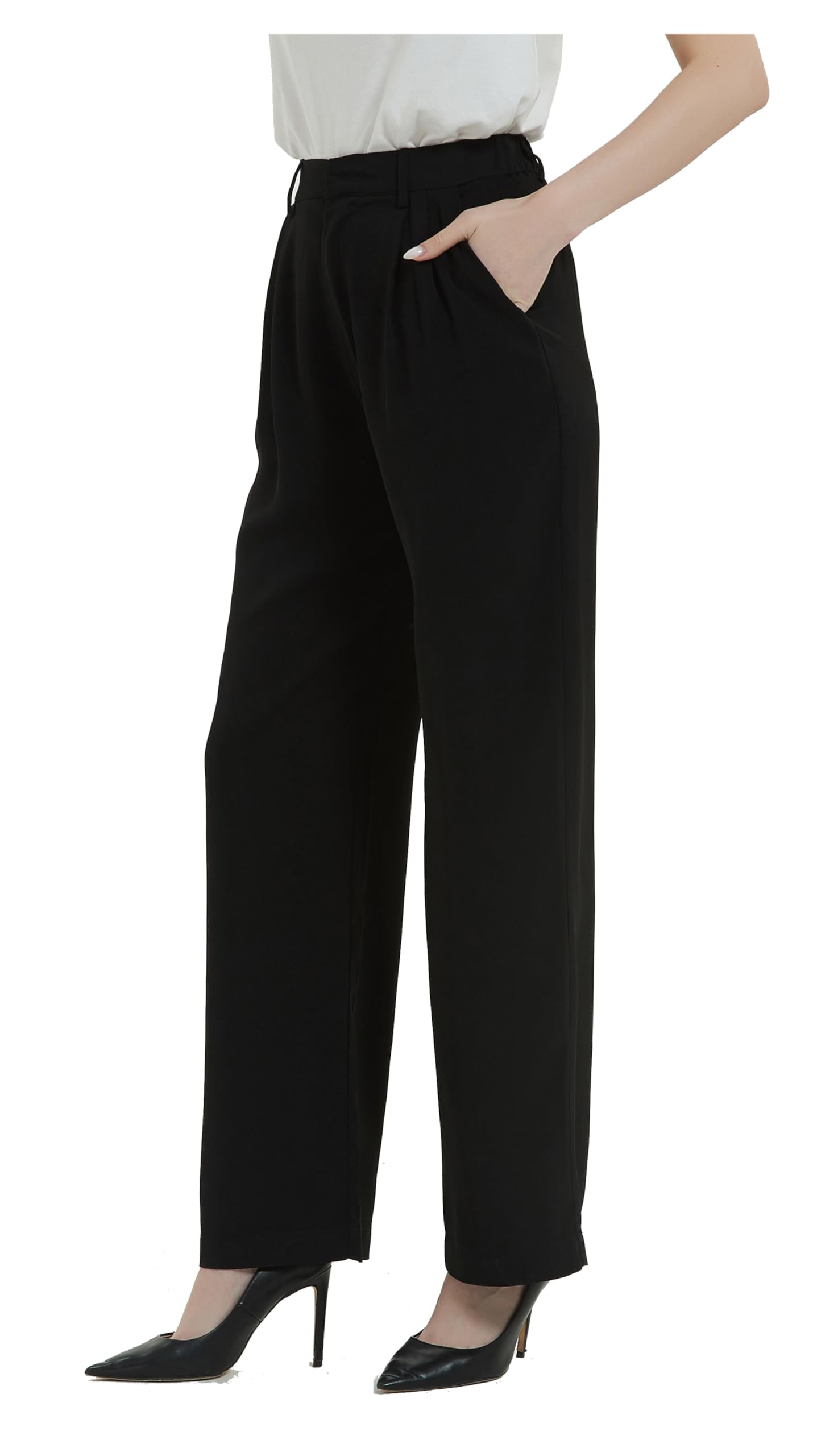 Tronjori Women High Waist Casual Straight Leg Long Business Work Suit Dress Pant