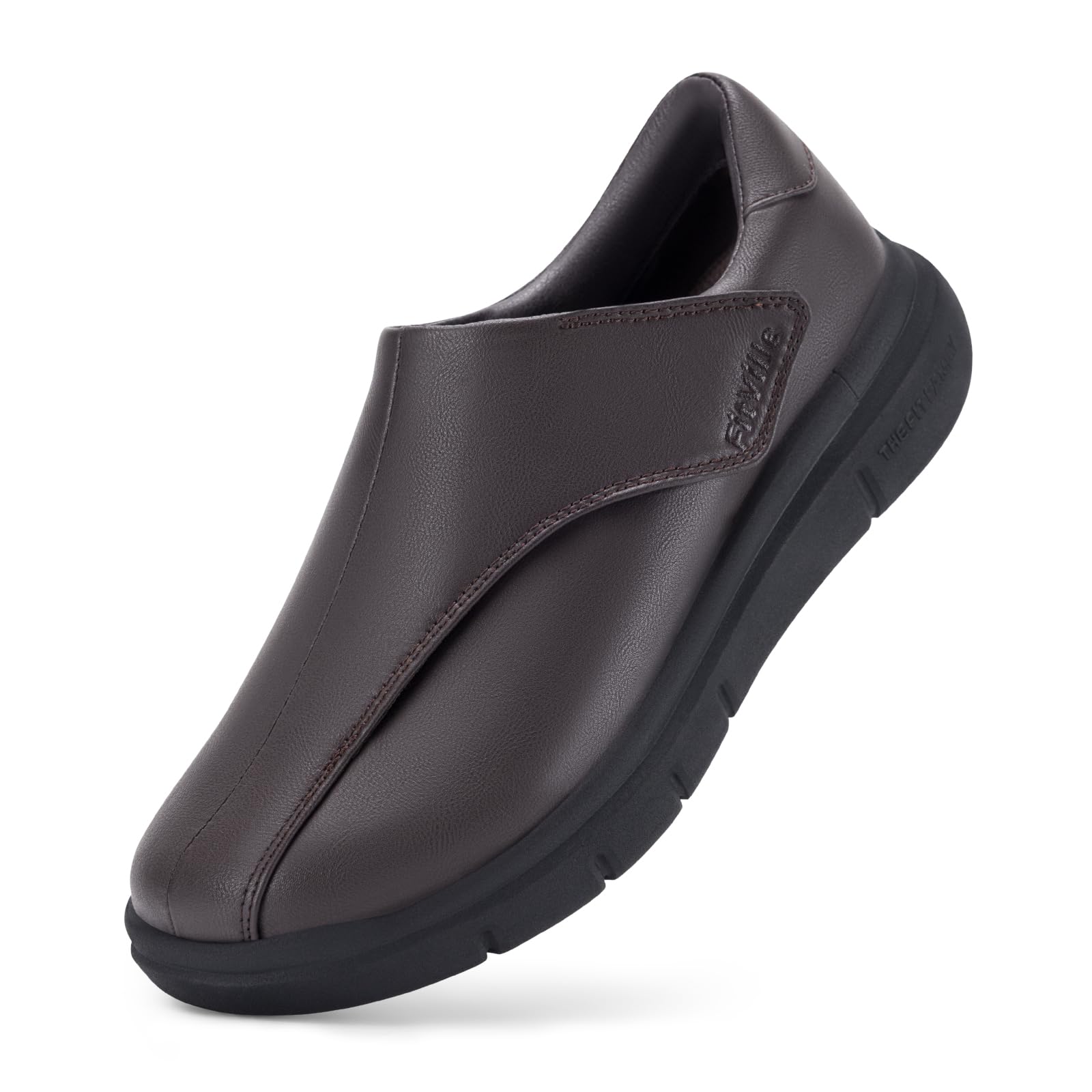 FitVille Men's Shoes Extra Wide Adhesive Closure Synthetic Leather Comfortable f