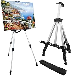 RRFTOK Easel Stand for Painting and Sign, Adjustable 17-66 Inch | Portable metal tripod easel for poster stand, display stand, canvas holder, adults and floor use