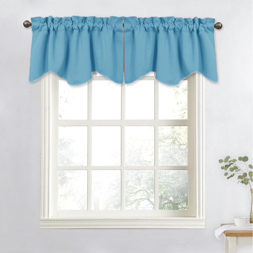 Short Blackout Valance - 52" x 18" Scalloped Kitchen/Bathroom/Living Room/Hotel,
