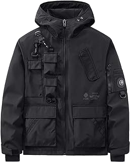 MFCT Techwear Men's Waterproof Funnel Hooded Windbreaker Jacket