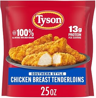 Tyson Frozen Southern Style Chicken Breast Tenderloins, 25 Oz | 13g protein per serving; all natural, minimally processed; raised without added hormones; no artificial ingredients
