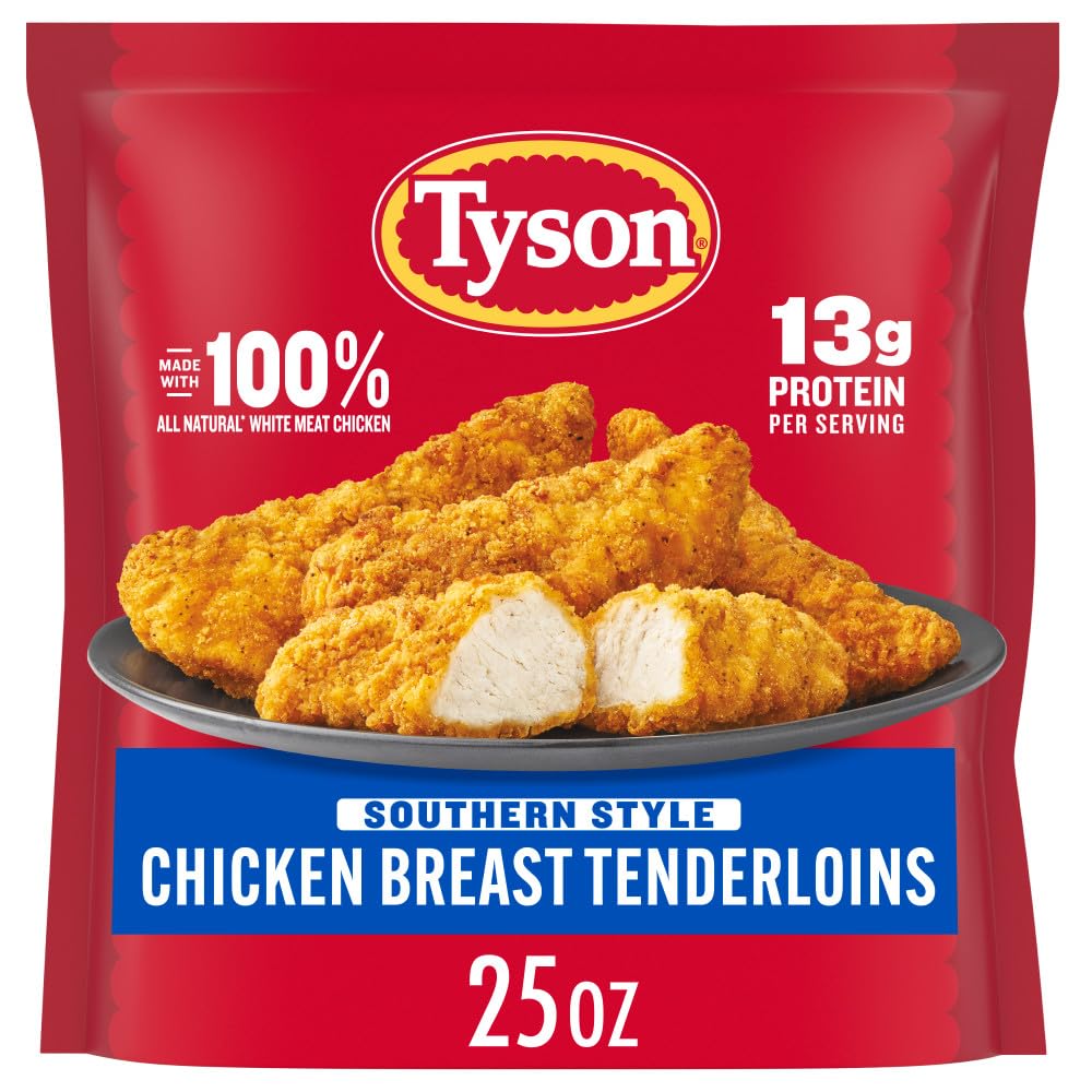 Tyson Frozen Southern Style Chicken Breast Tenderloins, 25 Oz | 13g protein per 