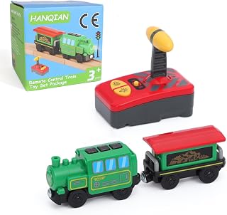 HANQIAN Remote Control Train Electric Magnetic Locomotive Train Toy Sets Compatible with Wooden Track for Kids Toddler Boys and Girls Gift Present