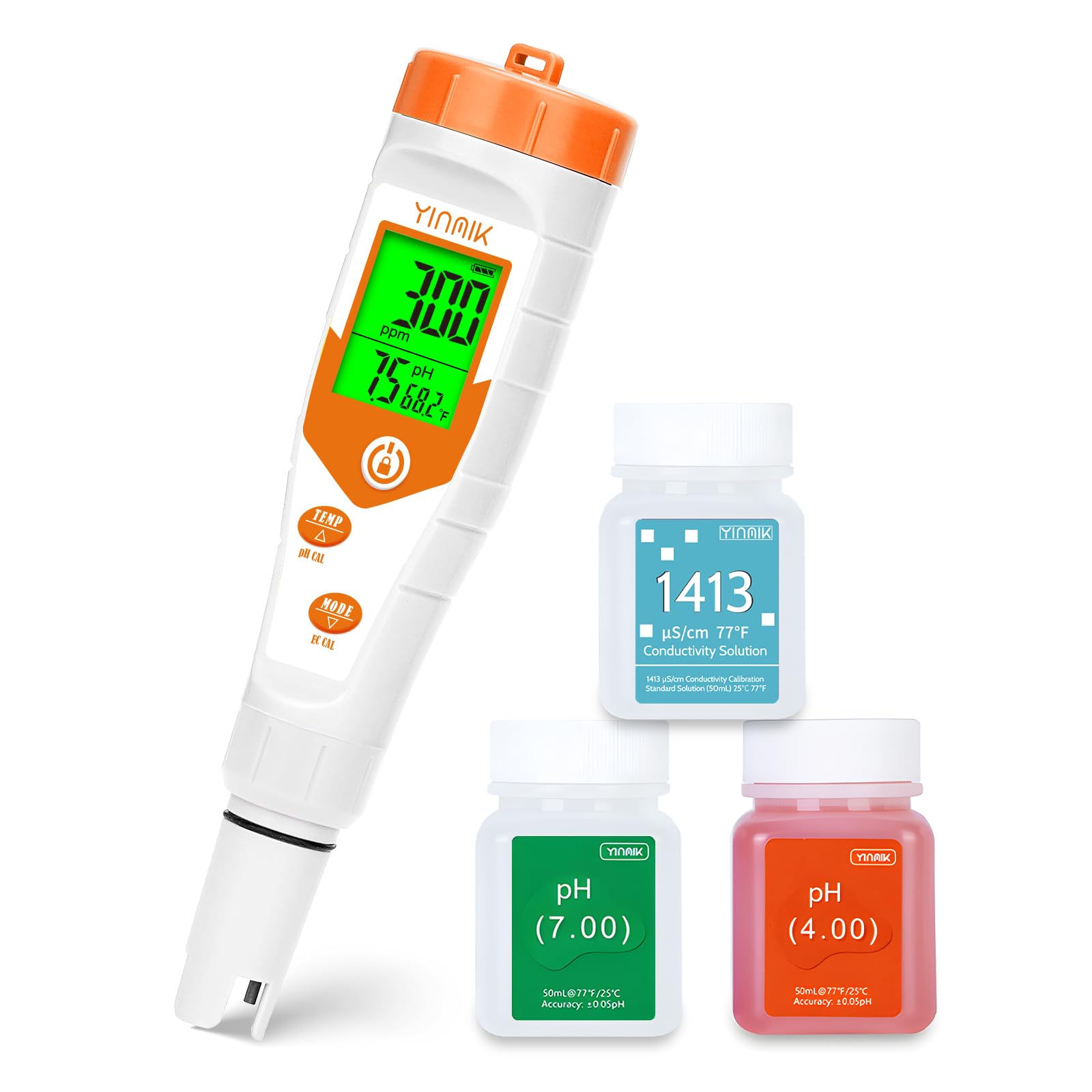 YINMIK pH Meter for Hydroponics, 4 in 1 PPM EC Meter for Plant Nutrients | Simul