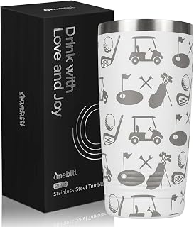 Onebttl Golf Gifts for Men Women, Unique 20oz Tumbler for Golf Lovers, Gift Package Included - White