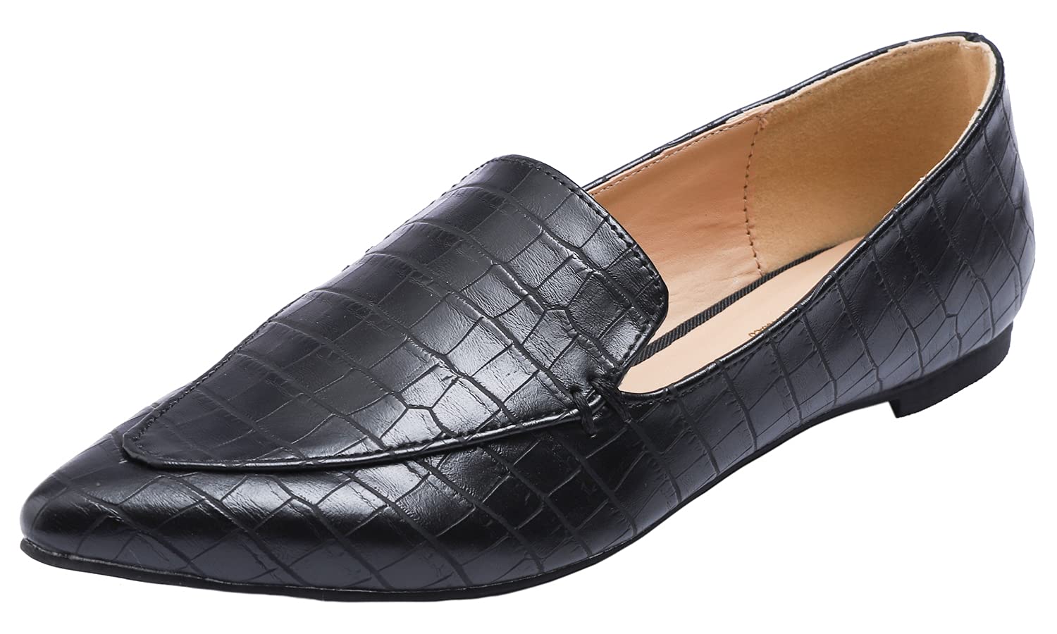 Feversole Women's Loafer Flat Pointed Loafers Fashion Flat Toe Comfortable Drivi