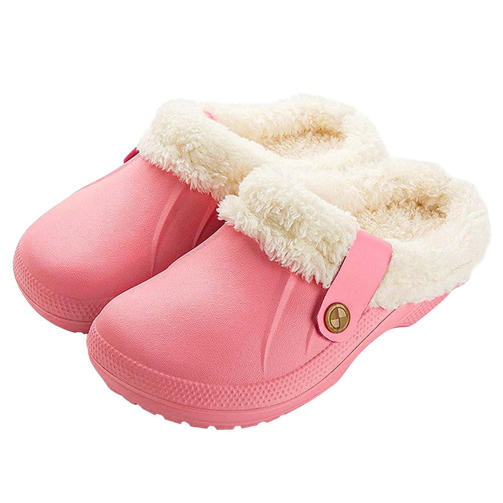 Women's Clogs Lined Men's Winter Slippers Waterproof Garden Clogs Warm Slippers 