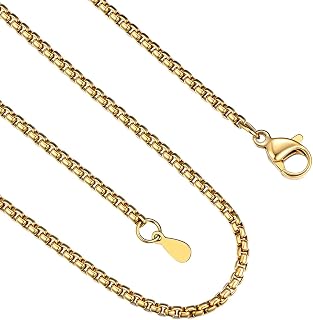 FindChic Stainless Steel Square Box Chain for Men | Silver/Gold/Black Rolo Necklace for Pendant | 2mm/3mm/6mm/8mm Width | No Tarnish, Hypoallergenic Hip Hop Jewelry with Gift Box | 18"-30" Length