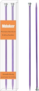 Mdoker 13.8 Inch Aluminum Knitting Needles,Colored Straight Single Pointed Metal Sweater Knitting Needle for DIY Knitting Projects,Size US 6(4mm)