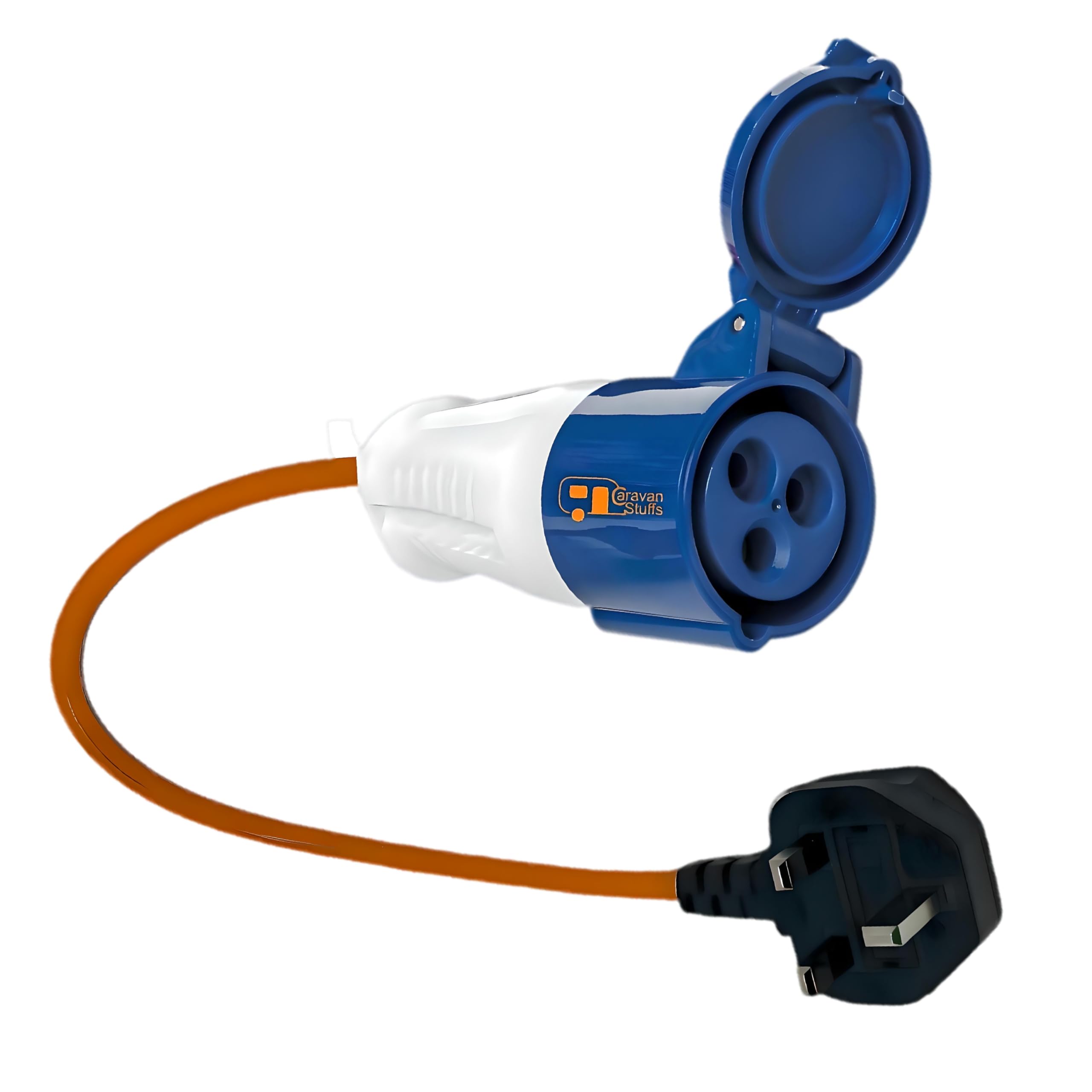 Double Dragon UK caravan mains hook-up adapter – 230V UK 3-pin plug to 16A CEE s