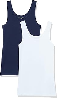 Amazon Essentials Women's Slim-Fit Ribbed Scoop Neck Tank Tops, Pack of 2