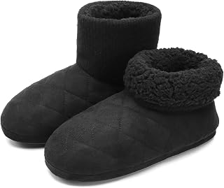COFACE Men's Lambskin Winter Slippers Warm Plush Lined House Boots Men's House Socks Felt Slippers