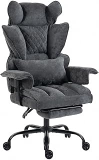 Gaming Chair, Spacious Seat, Knit Fabric & Memory Foam Cushion, 135° Reclining & Lumbar Support, 396.9 lbs (180 kg) Load Capacity, Desk Chair, Office Chair, Home Work, President Chair (Chenille Fabric, Dark Gray)