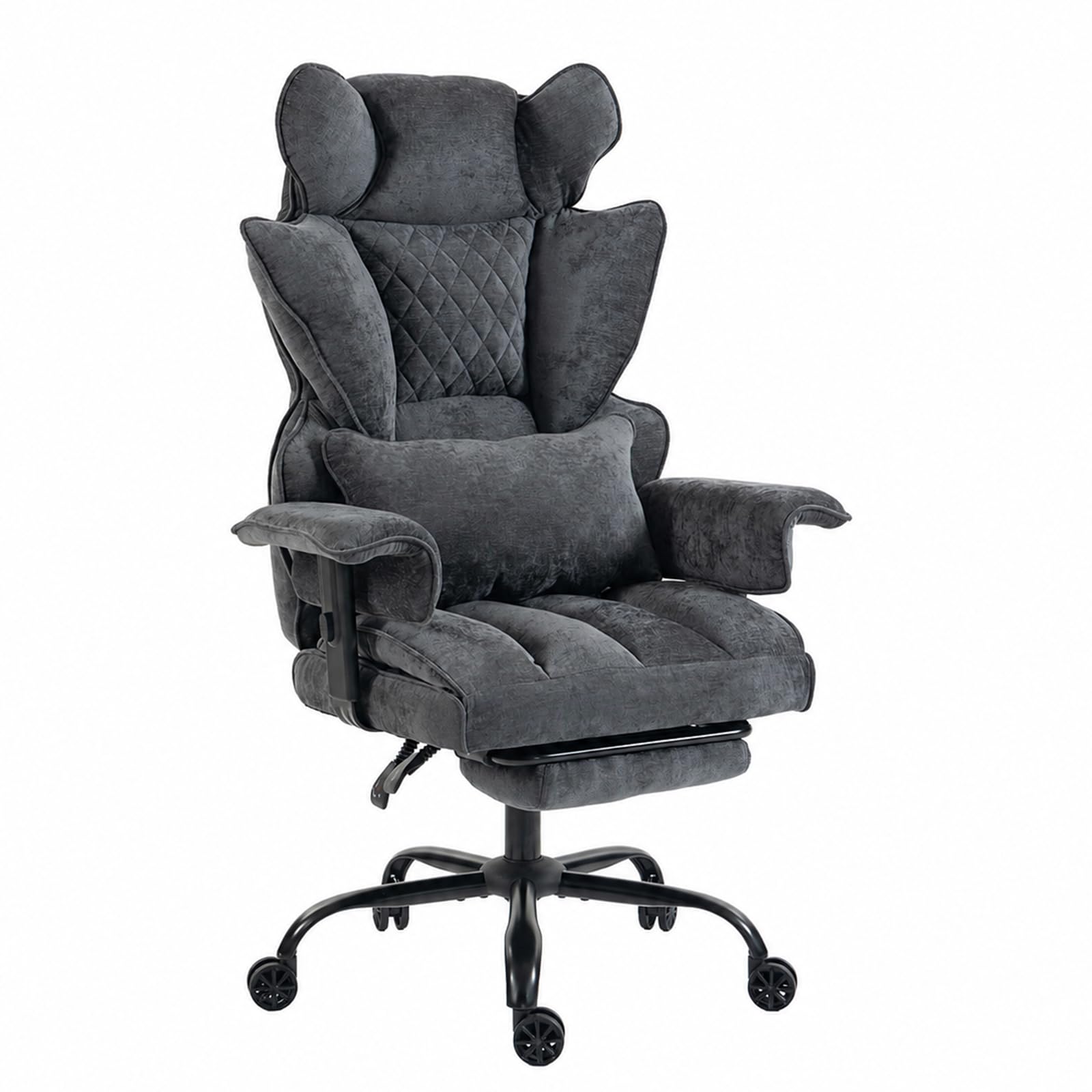 Gaming Chair, Spacious Seat, Knit Fabric & Memory Foam Cushion, 135° Reclining &