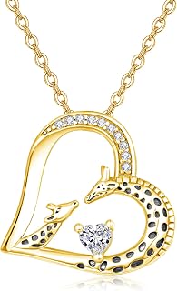 TANGPOET Giraffe Necklace Gifts for Women Girls 925 Sterling Silver Jewellery Gifts for Giraffes Lover Valentines Mothers Day Birthday Christmas