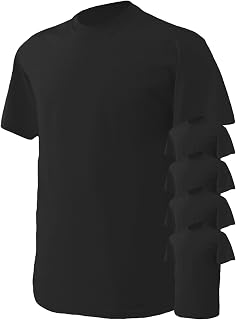 Gildan Men's Classic Heavy Cotton T-Shirt, Black, Large. (Pack of 5)