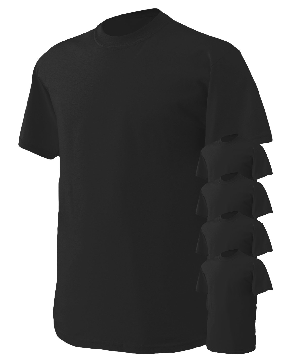 Gildan Men's Classic Heavy Cotton T-Shirt, Black, Large. (Pack of 5)