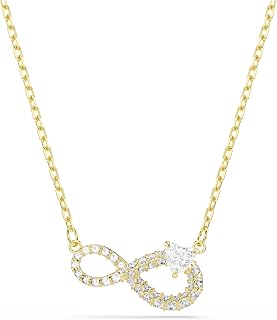 Swarovski Hyperbola necklace, Heart cut, Pavé, Infinity, White, Gold-tone plated