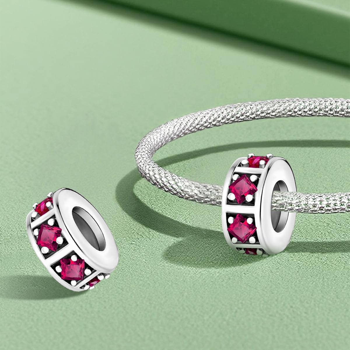 1Pc 925 Silver Fashionable RED SERIES Beads Charms Fit DIY Jewelry Matching And 