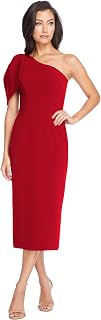 Dress the Population Womens Tiffany One Shoulder Bow Detail Midi Sheath DressDress