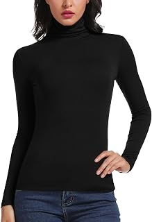 STARBILD Women's Long-Sleeved Shirt with Turtleneck, Blouse / Casual Top / Stretch Shirt, Slim Fit for Autumn / Winter, S-XXXL
