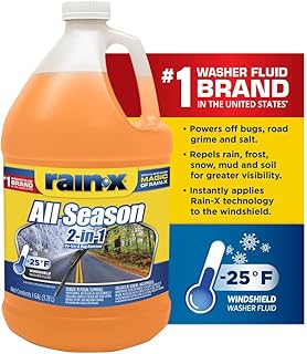 Rain-X All Season -25°F 2-in-1 De-Icer &amp; Bug Remover Windshield Washer Fluid - 1 Gallon (Pack of 6)